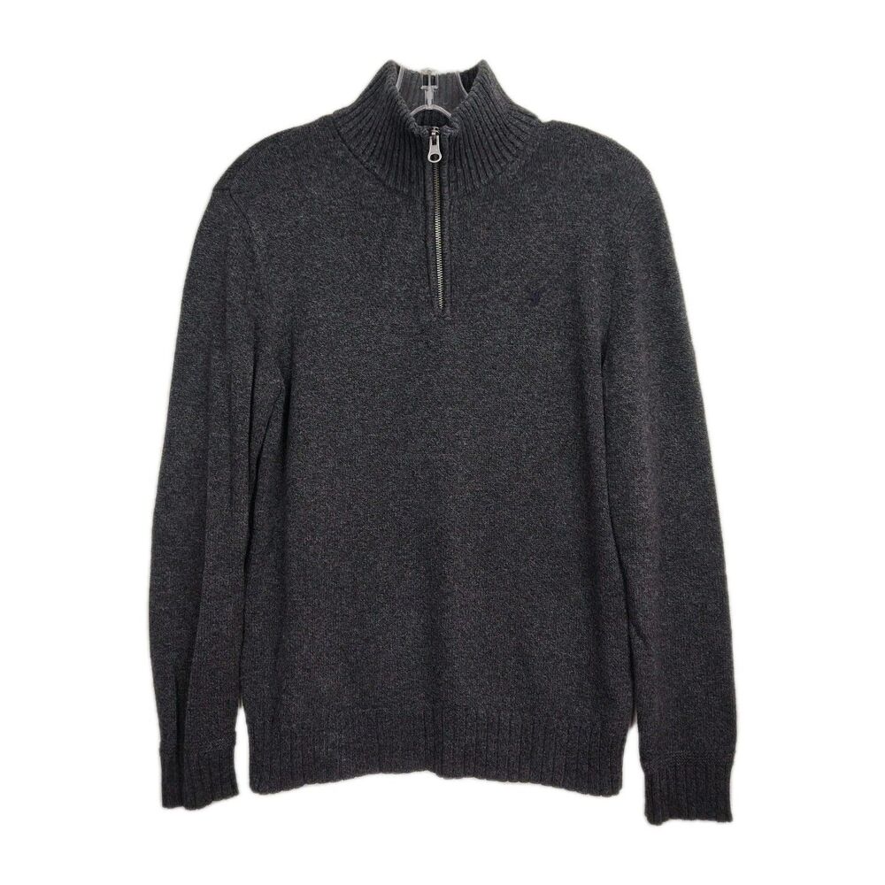 American Eagle 1/4-Zip Sweater Men's Small Dark Gray Pullover‎ Long Sleeves